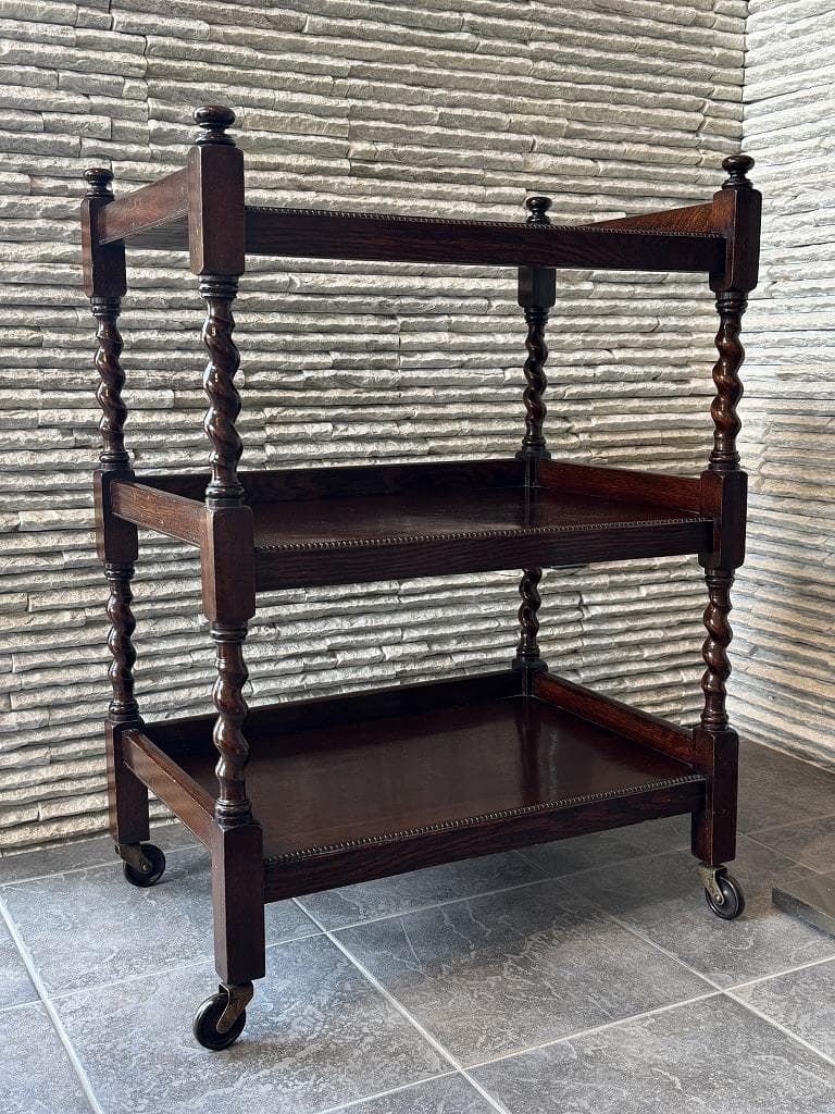 売約済み　英国　アンティーク トローリー メンテナンス済み　オーク材 ワゴン