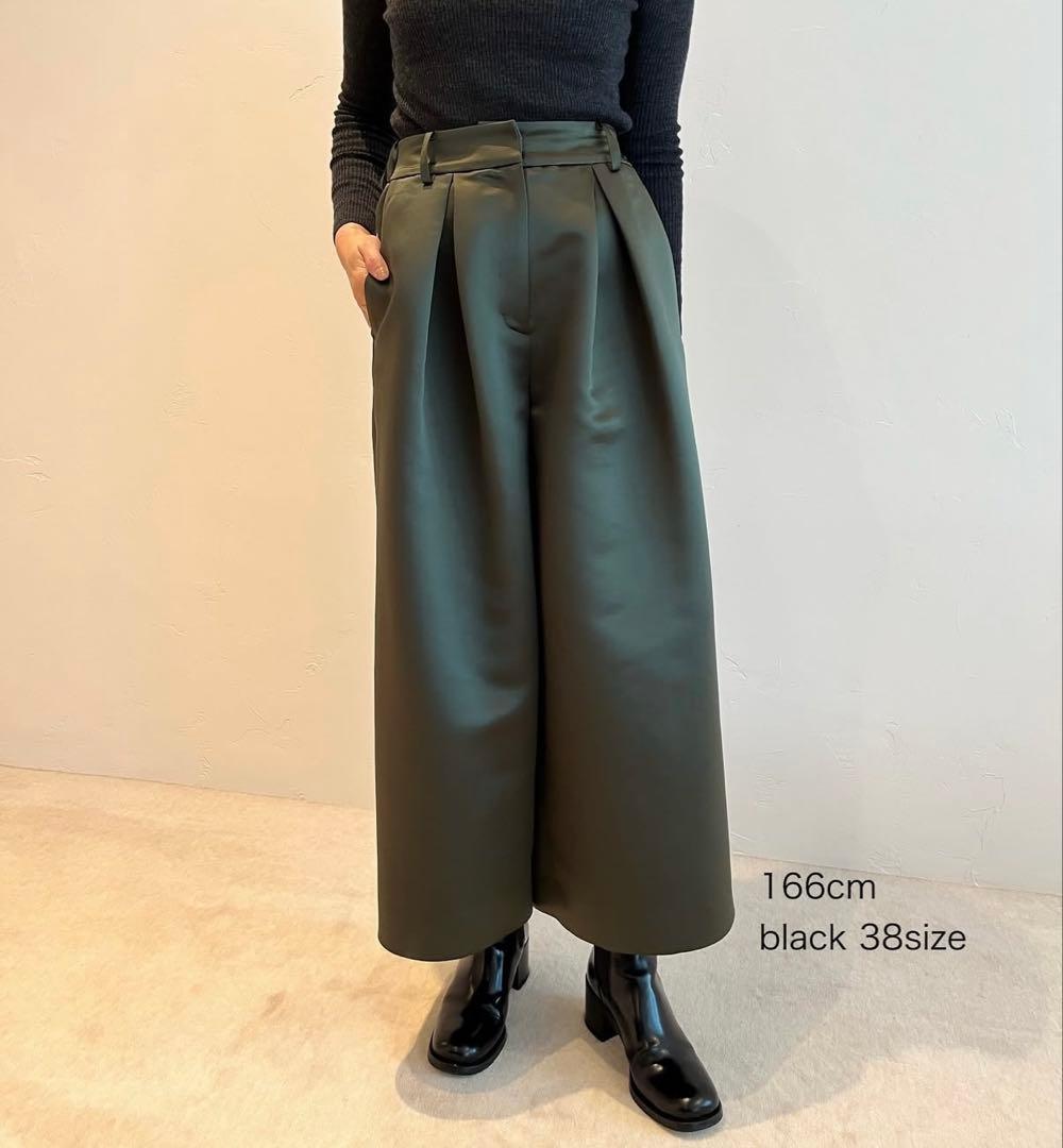 Heveへイヴサテンフレアガウチョパンツolive38