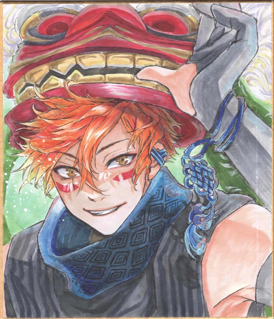 h*☆様 中色紙 手描き イラスト オリジナル アナログ 色紙 男の子