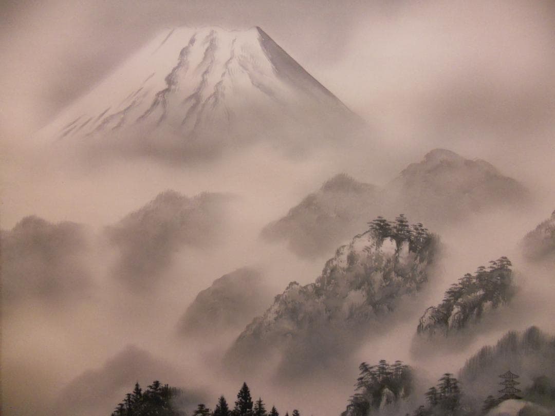 掛け軸 観月 霊峰 絹本 希少 軸装 茶道具 掛軸 美品 です。