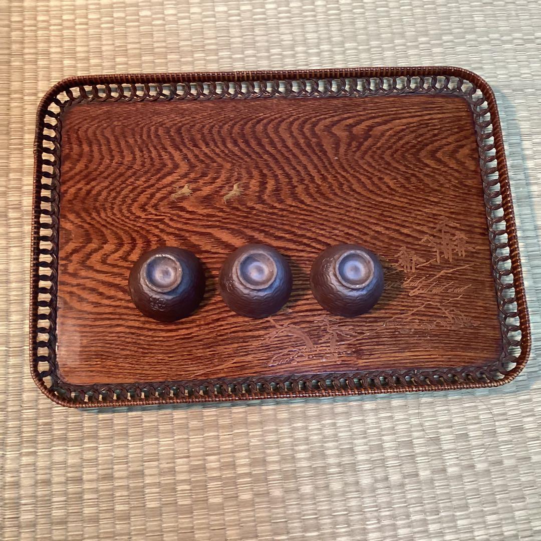 煎茶盆　③ 編み込み縁取り四方盆