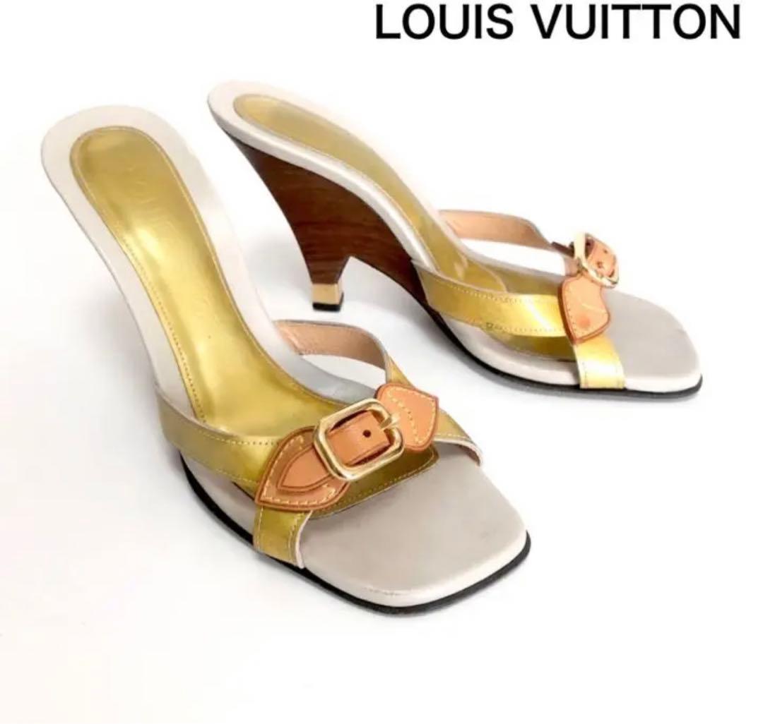 ルイヴィトン　ヴェルニ サンダル　ミュール　イエロー　エナメル　36 1/2