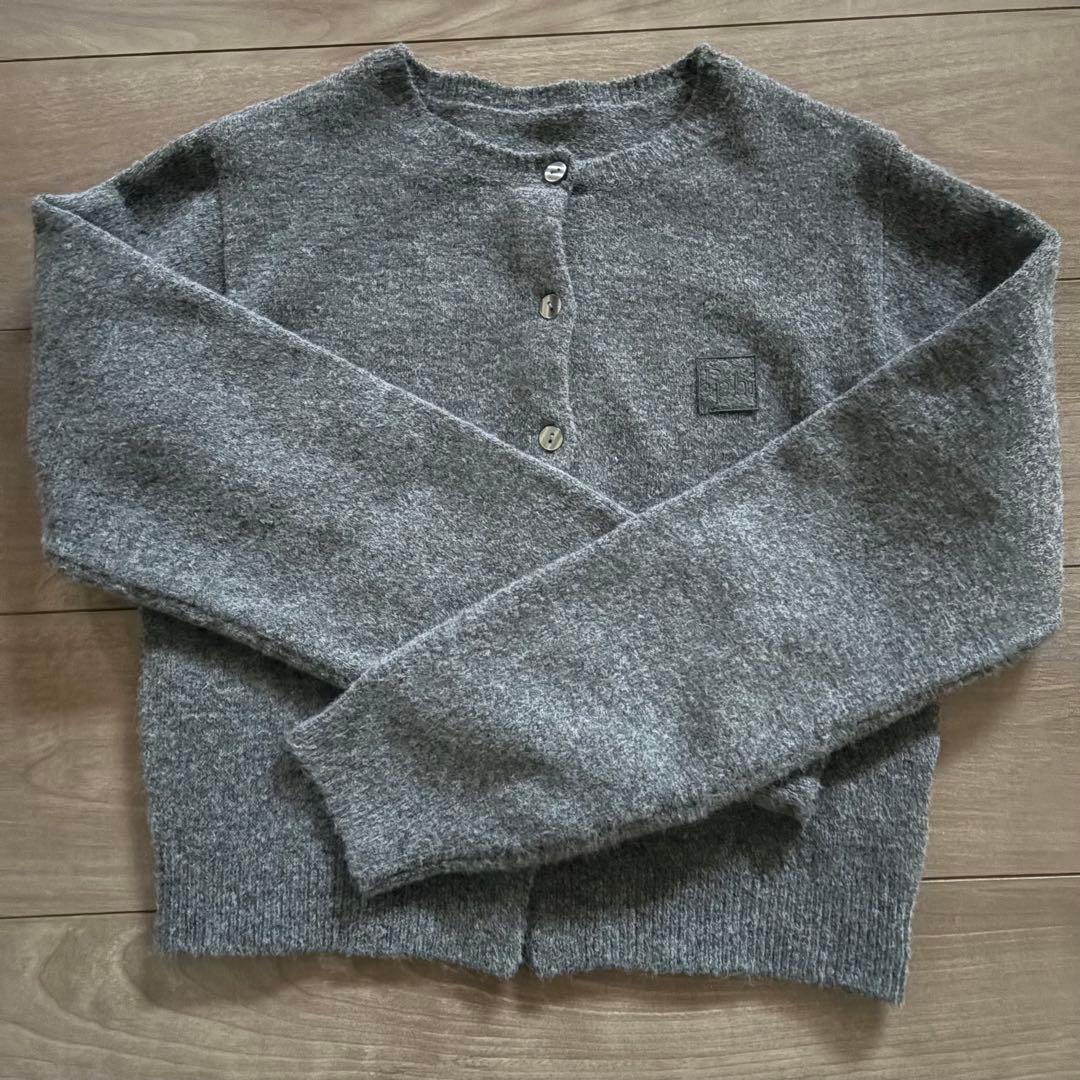 トップス eaphi compact logoknit cardigan gray