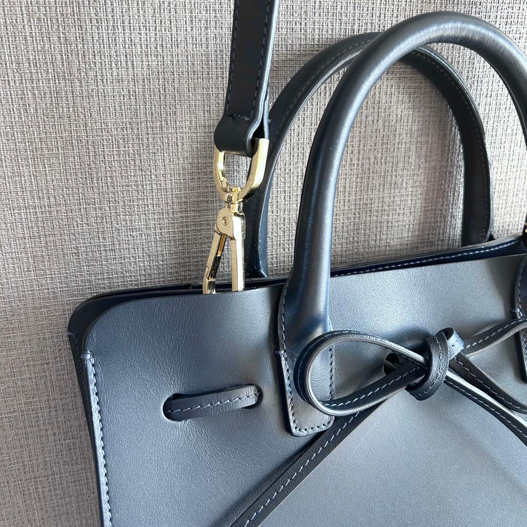 MANSUR GAVIRELマンサーガブリエル★2wayバッグ　リボン　ネイビー