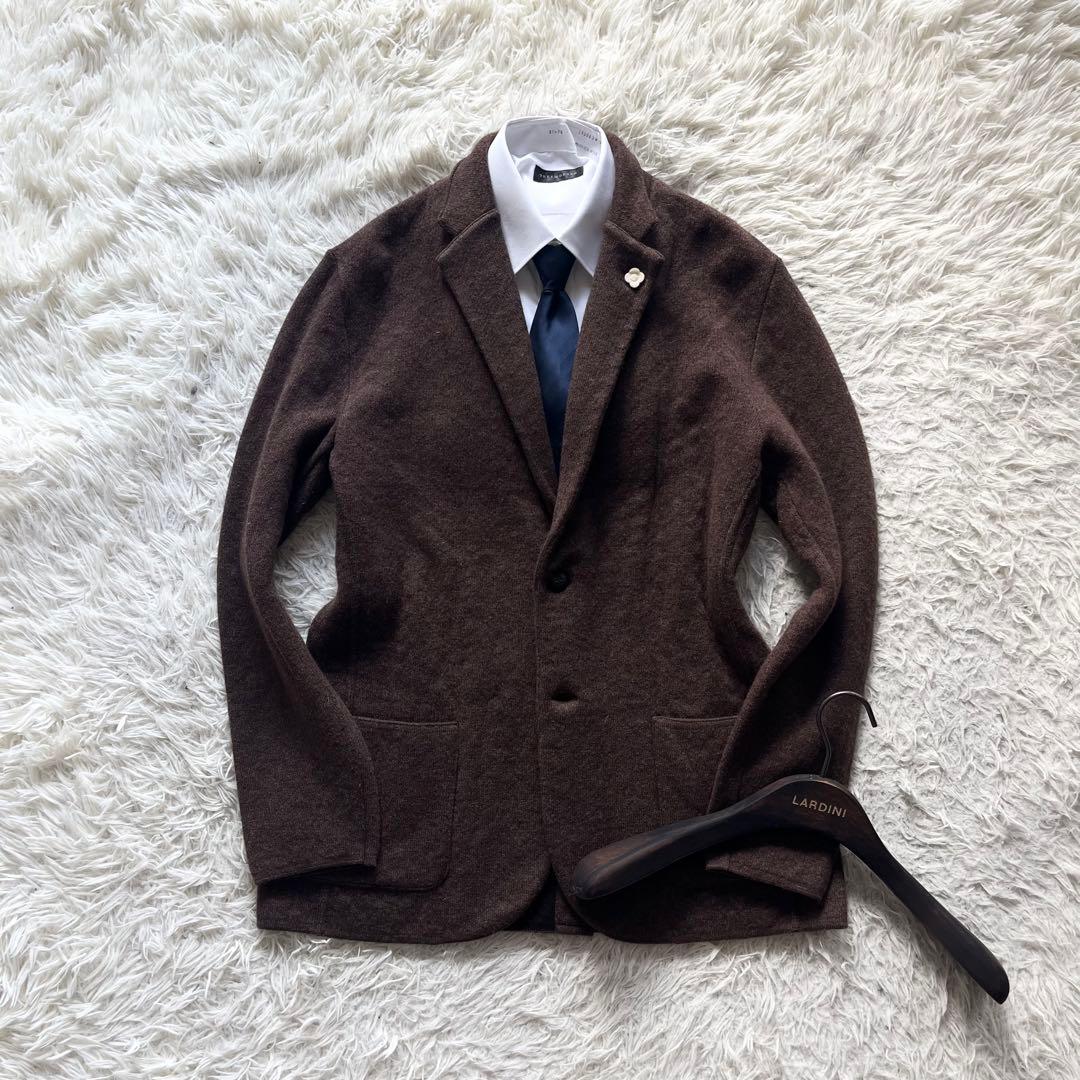 <美品>LARDINI カシミヤ100% ブラウン ジャケット サイズL