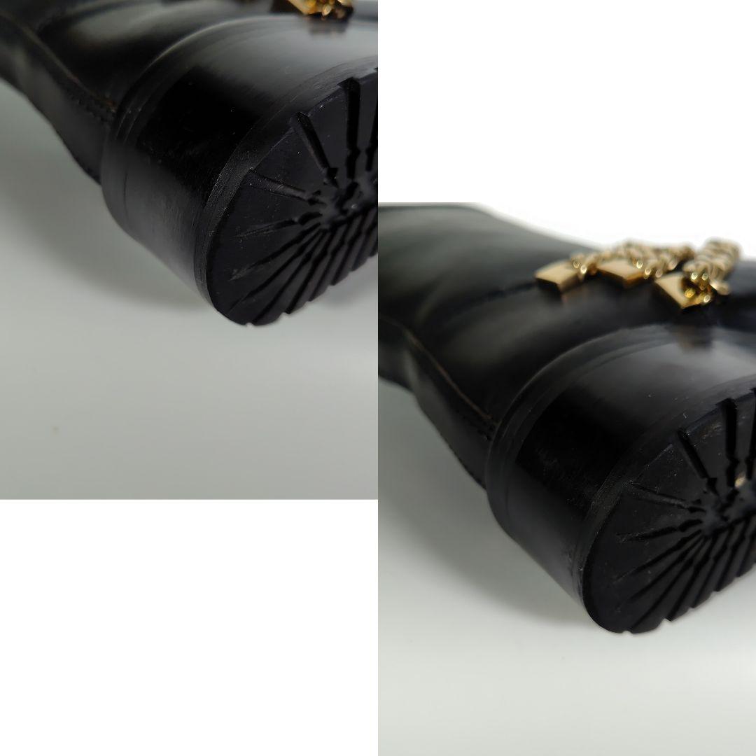 DSQUARED2 ゴールドチェーン レザー ブーツ 黒 37 モード