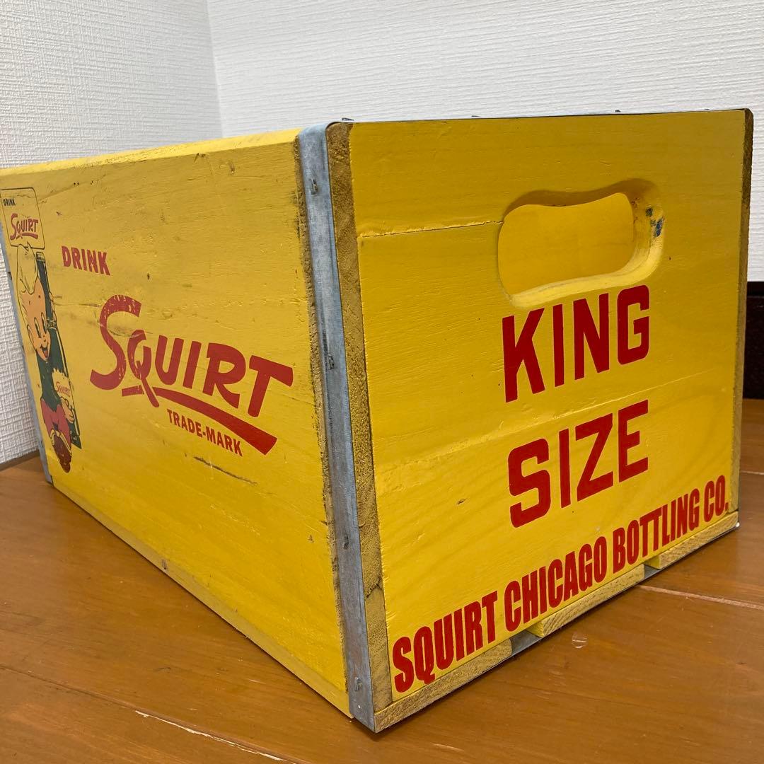 N391① ビンテージ ウッドクレート SQUIRT スクワート・ボーイ レトロ