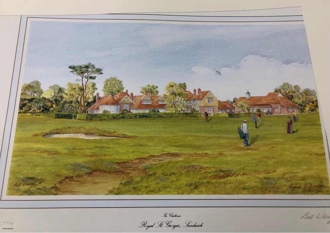 全英オープン他有名ゴルフコース リトグラフ全7枚セット Bill Waugh制作