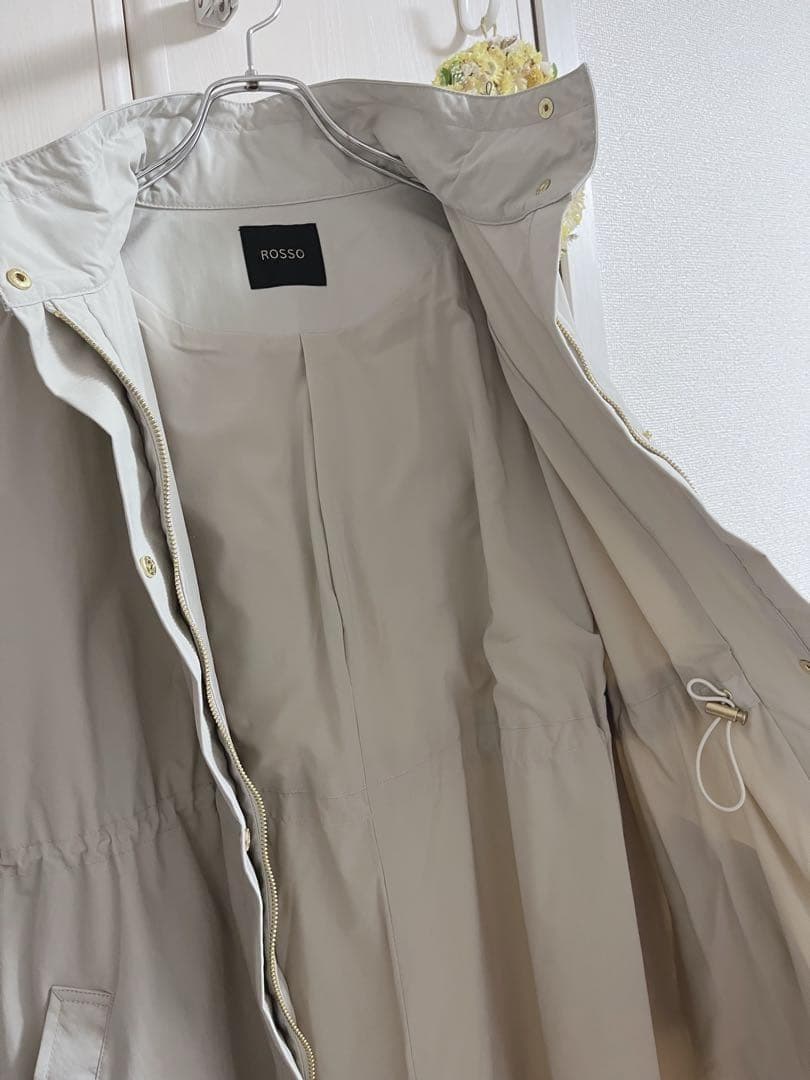 yosk123　微光沢ウエストギャザー2WAYフードコート定価2.2万円