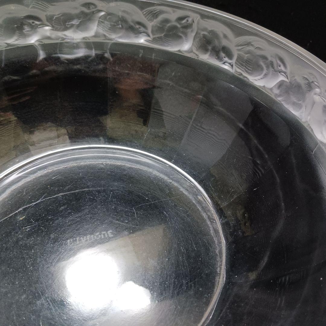 Y2946 ルネ・ラリック メゾンジュ 小鳥 ガラス鉢 直径23㎝　T