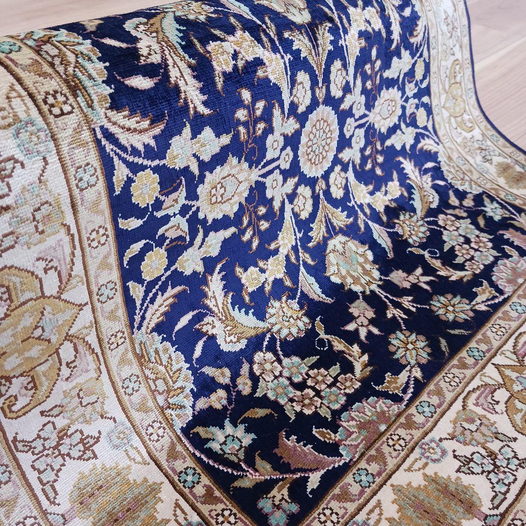 Y3181 トルコ カイセリ絨毯 シルク100% 手織り 93×63㎝