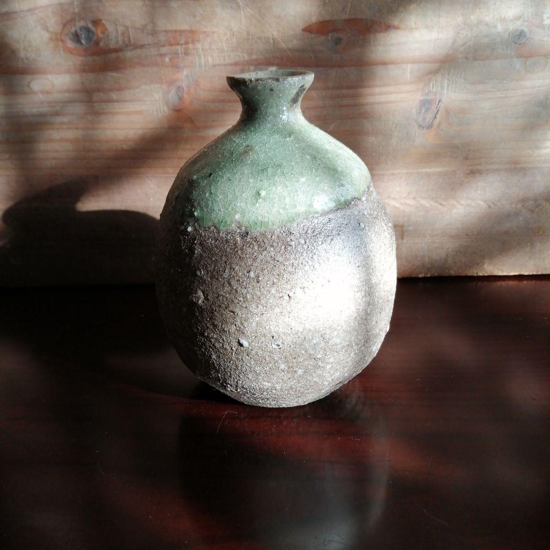 常滑焼　江崎一生　灰釉小壺　12.8cm