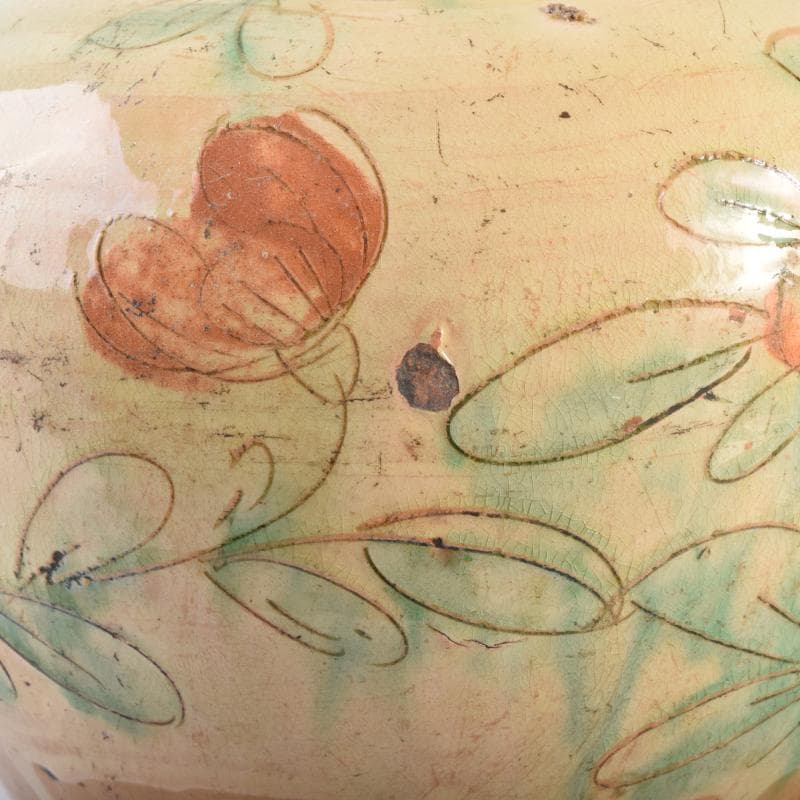 中国　唐三彩　花文　蓋壷　蓋物　C　6967