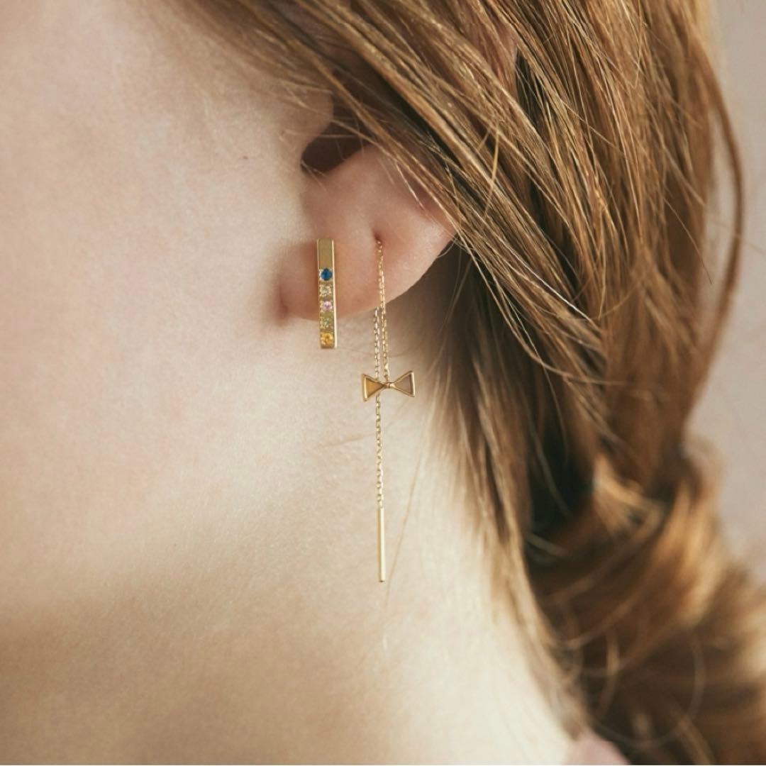 AHKAH アーカー セブロンカラー （ピンク＆オレンジ） ピアス ２点セット