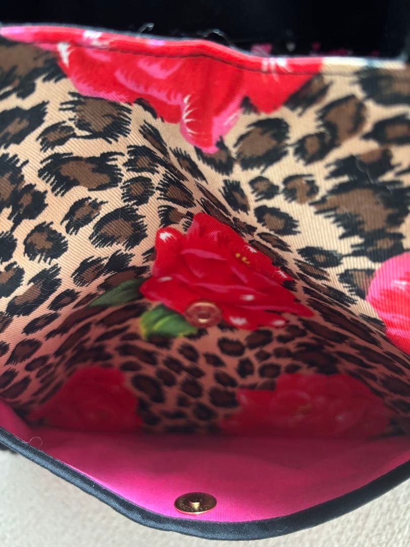 牡*❁様 コヤンイサムチョン　ハンドメイド　ファーバッグ　ヒョウ柄黒　ルミちゃん