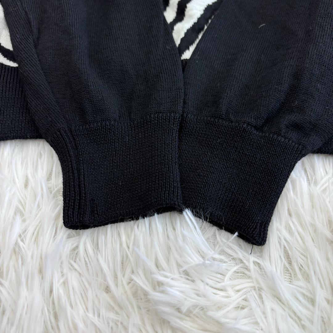 超希少⭐️ レオナール スポーツ ゼブラ柄 長袖 ニット セーター 刺繍ロゴ 黒