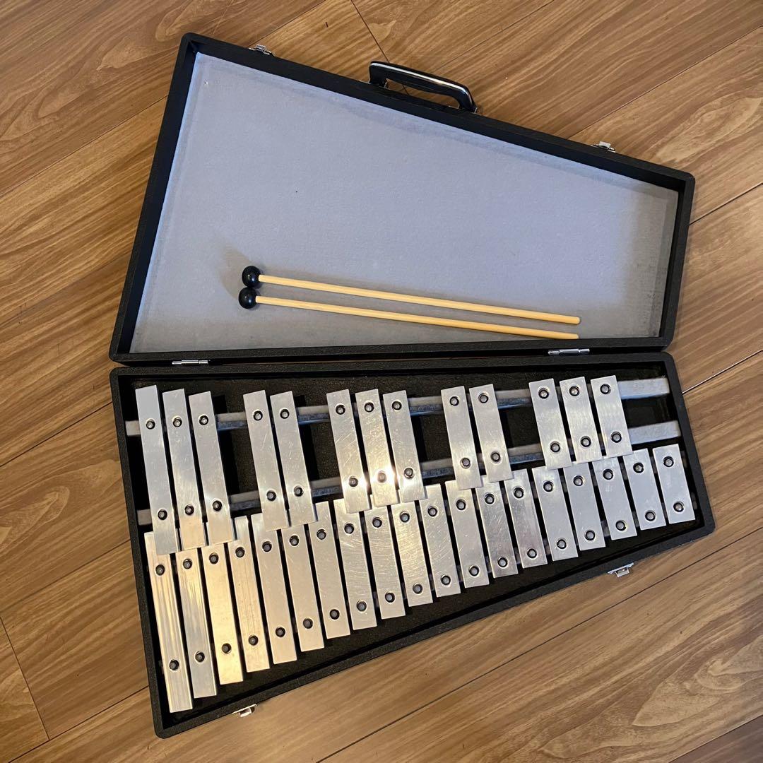 【美品】グロッケン　鉄琴　32鍵　ケース付　SAITO 一体型