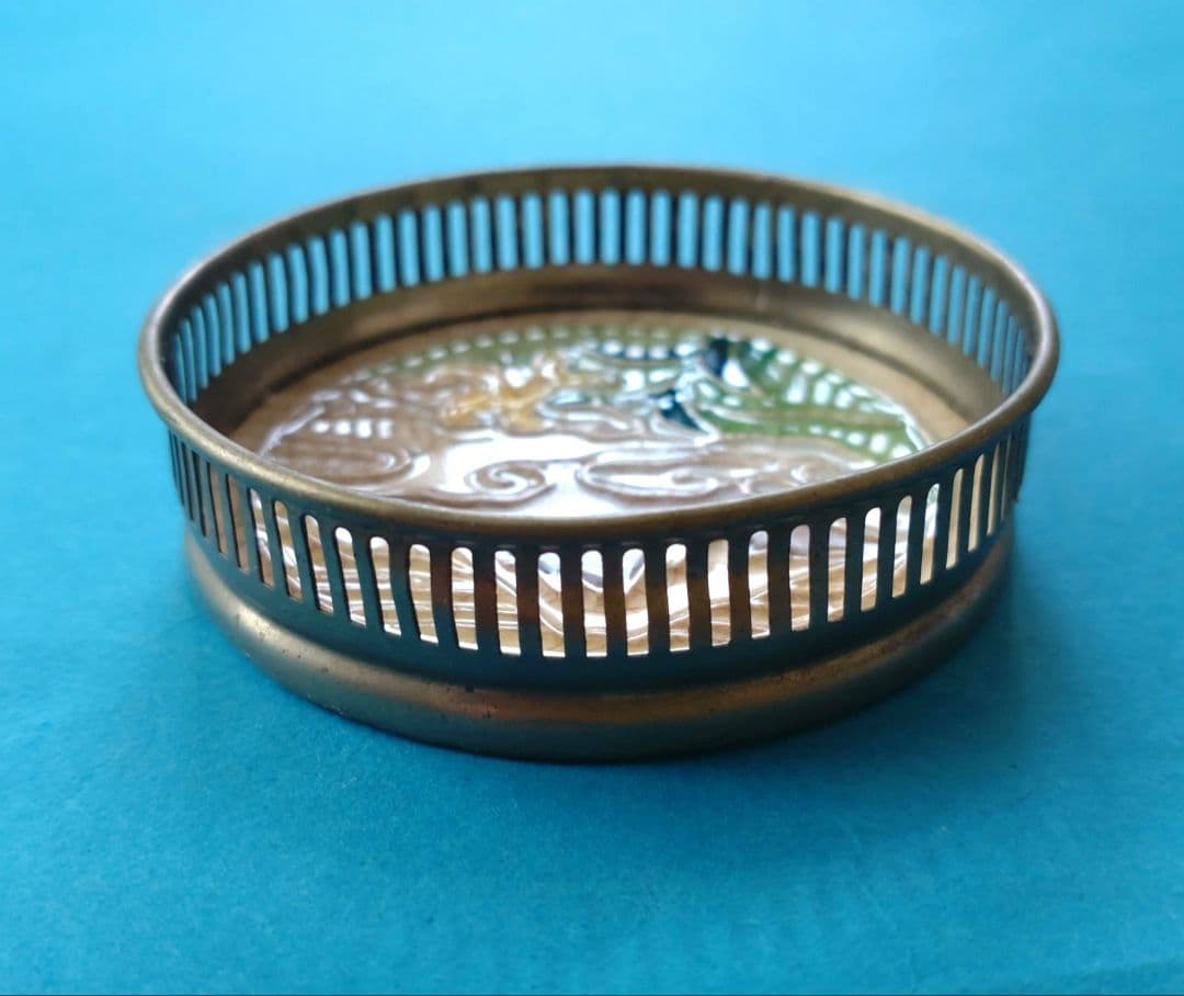 大正〜昭和初期　ガラスコースター　マジョリカタイル　アンティーク　5個セット