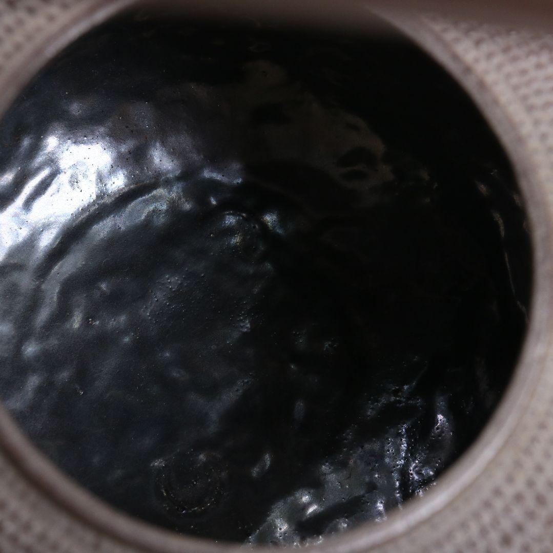 釜師 佐藤浄清造 肩衝霰 鉄瓶 茶道具 共箱　II568　YSy