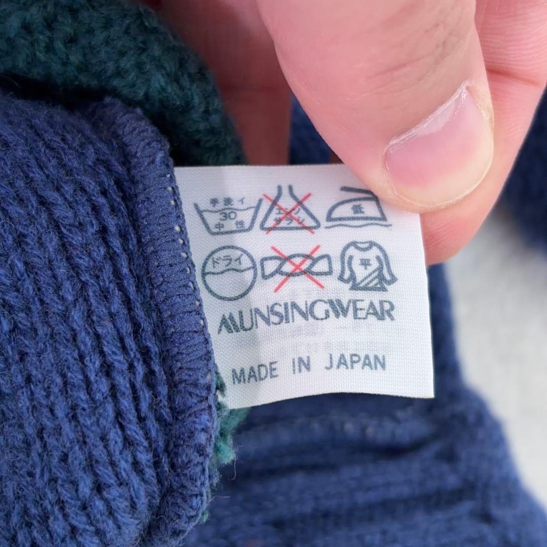 希少90s【マンシングウェア】3Dデザインニット クレイジーパターン 日本製 M