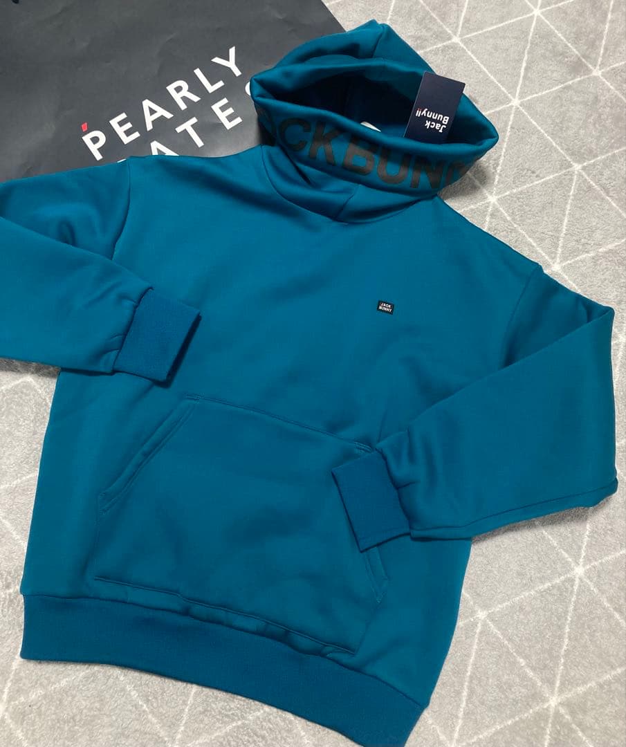 新品 パーリーゲイツ ジャックバニー KARUISHI フーディ(5)L/青
