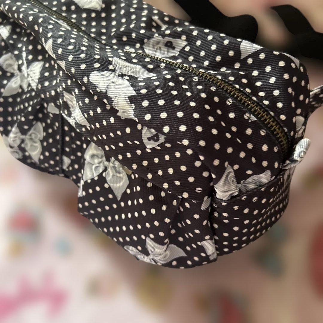 ピンクハウス　水玉リボンプリント　ブラック　ウエストバッグ　ボディバッグ