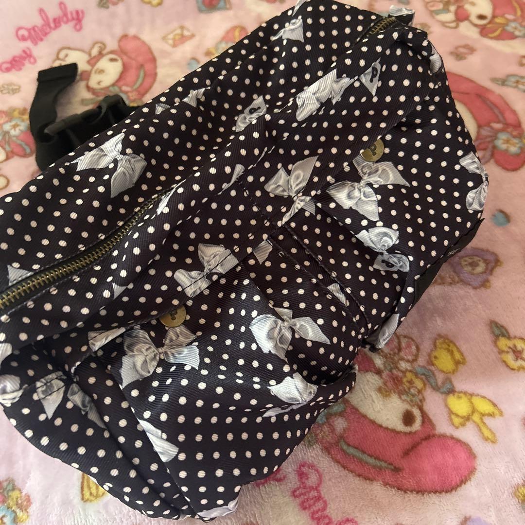 ピンクハウス　水玉リボンプリント　ブラック　ウエストバッグ　ボディバッグ