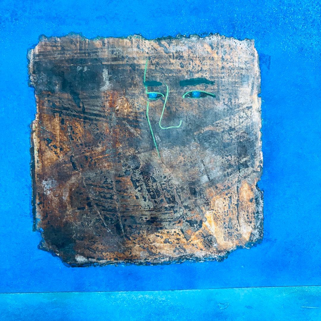 荒井虹子「帰ってみる夜」尹東柱 詩 額装 現代美術 作品42×37.5cm