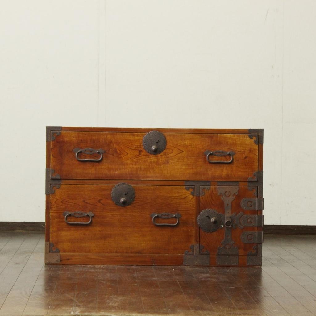 欅材！庄内箪笥・4杯！時代箪笥和家具古道具古家具古民藝和モダンローボード古布