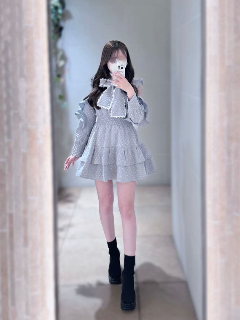 めろいティアードミニワンピース　ブルー　メルティ　meltie