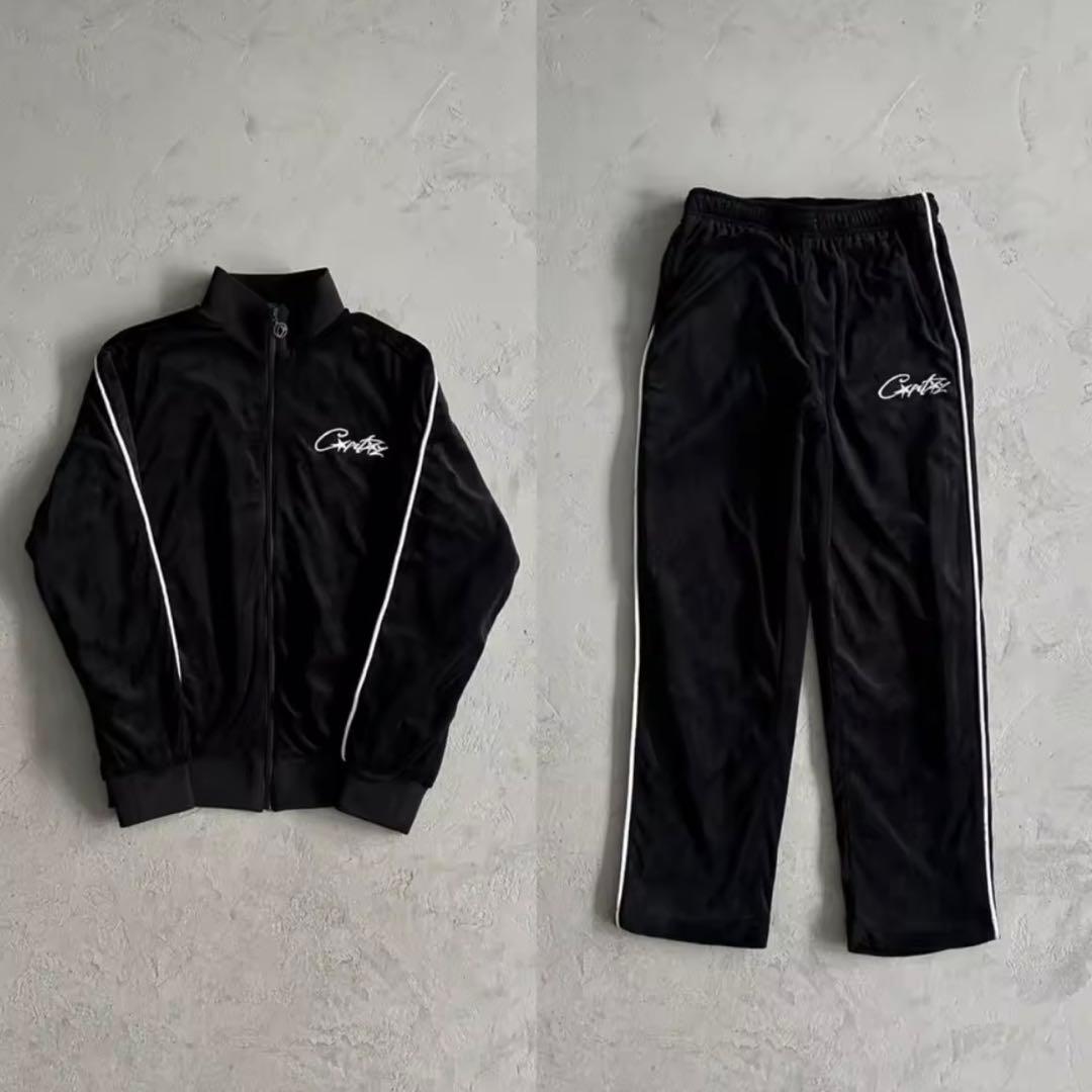 即日発送　corteizセットアップ ベロア　ブラック　Sサイズ　コーテイズ