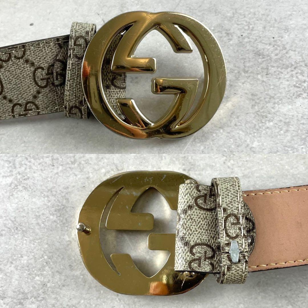 べん様　GUCCI グッチ　ベルト GG インターロッキング　総柄　レザー