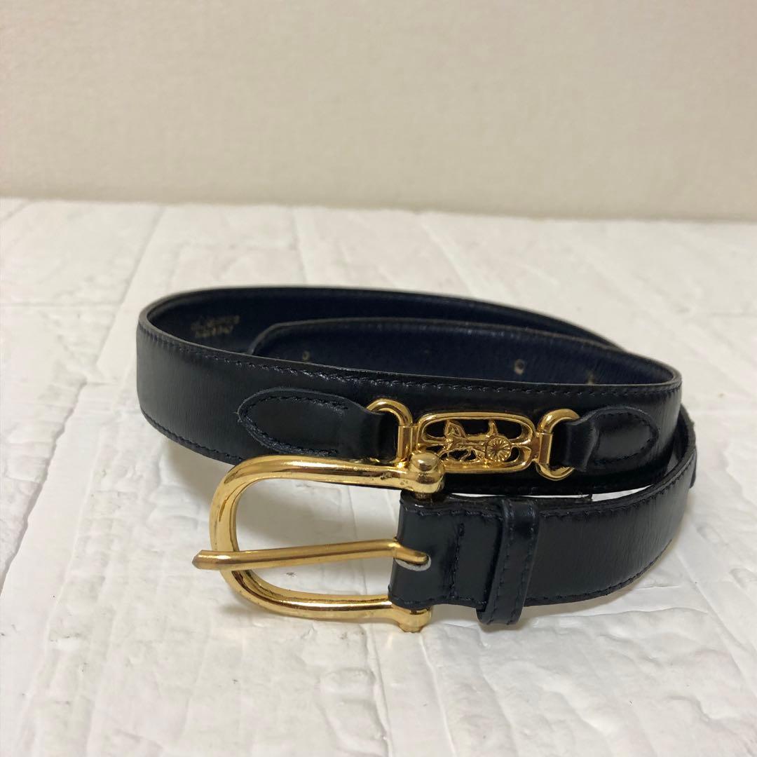 美品　CELINE セリーヌ ベルト 馬車金具 ゴールド　ブラック　レディース