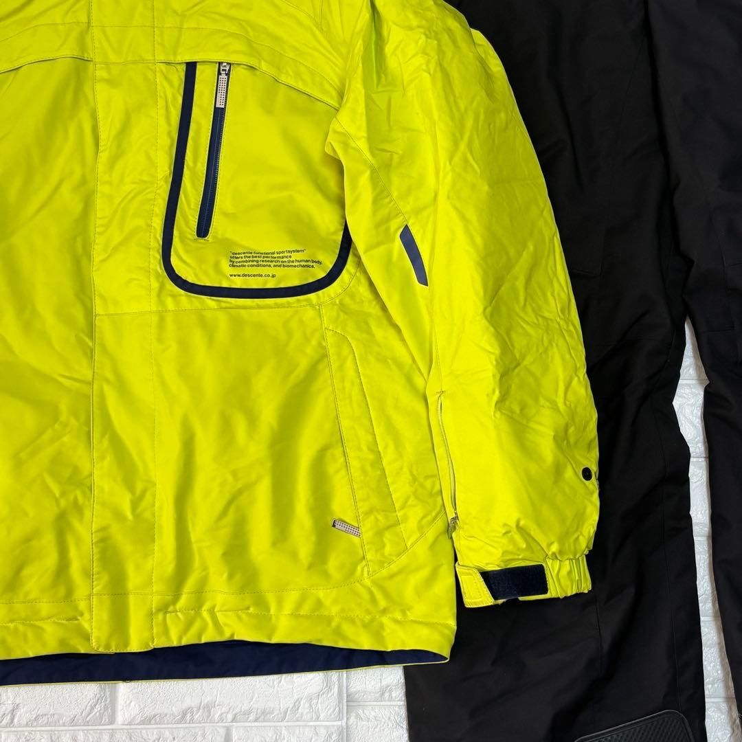 デサント　サイズO　スキー　スノーボード　ウェア　上下セット　ヒートナビ　黄色黒