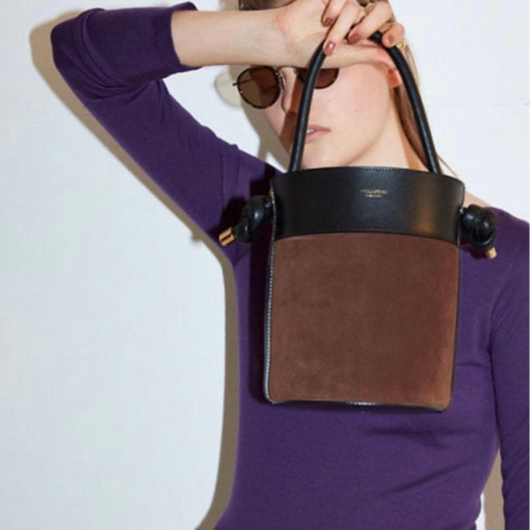 【美品】VIOLAd'ORO ヴィオラドーロ バケツバッグ トート巾着 スエード