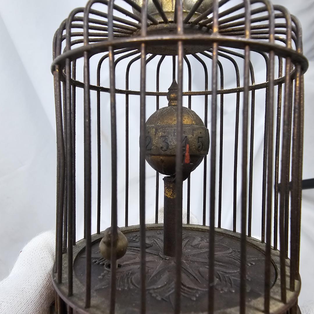 【超希少】戦前 レトロ ゼンマイ式 置時計 象 鳥かご 飾り物 ギミック時計