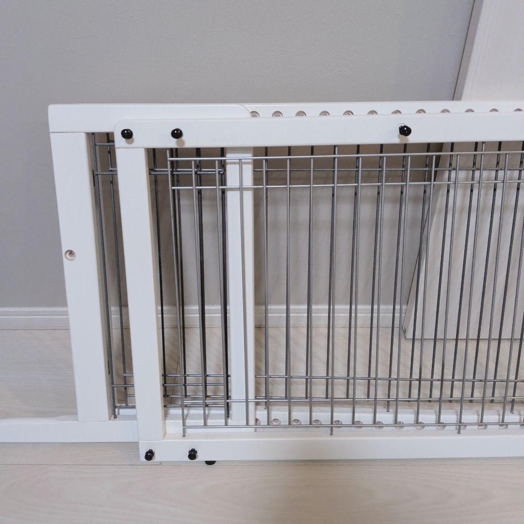 ペット用 木製おくだけゲート ホワイト　ワイド