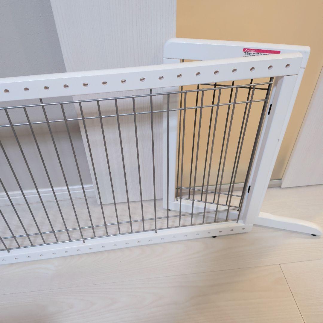 ペット用 木製おくだけゲート ホワイト　ワイド
