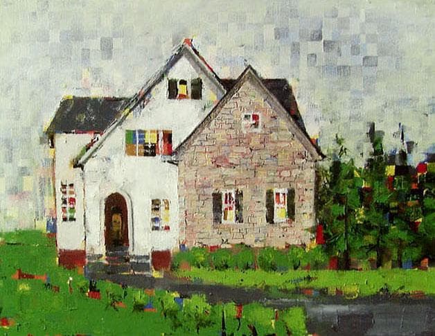 油絵 菅家令子 絵 絵画 インテリア uF6-062303 風景