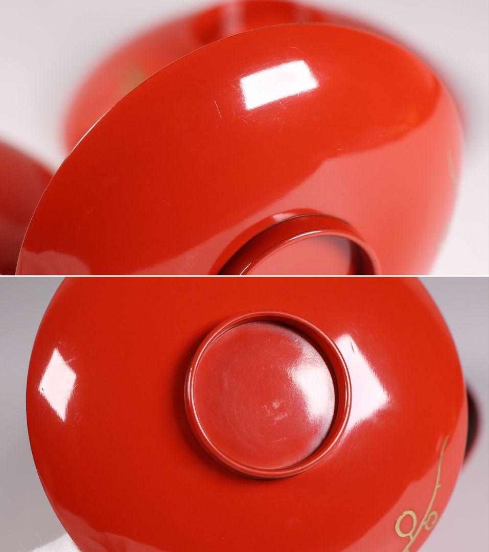 【CM358】時代 法橋光琳造(尾形光琳) 松竹梅蒔絵 朱塗 三ッ盃 木製 酒盃