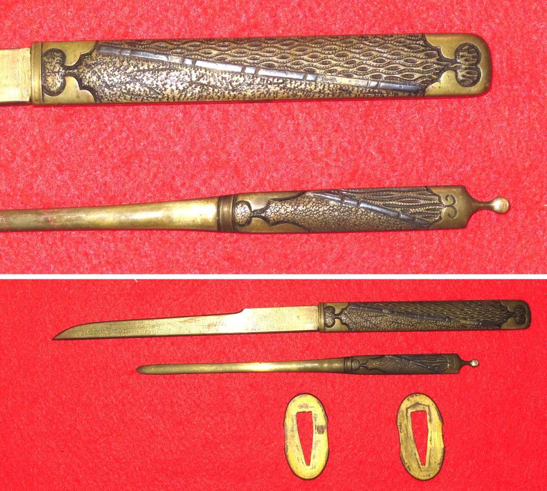 金地塗り鳳凰鞘脇差拵え（蒔絵・刀）