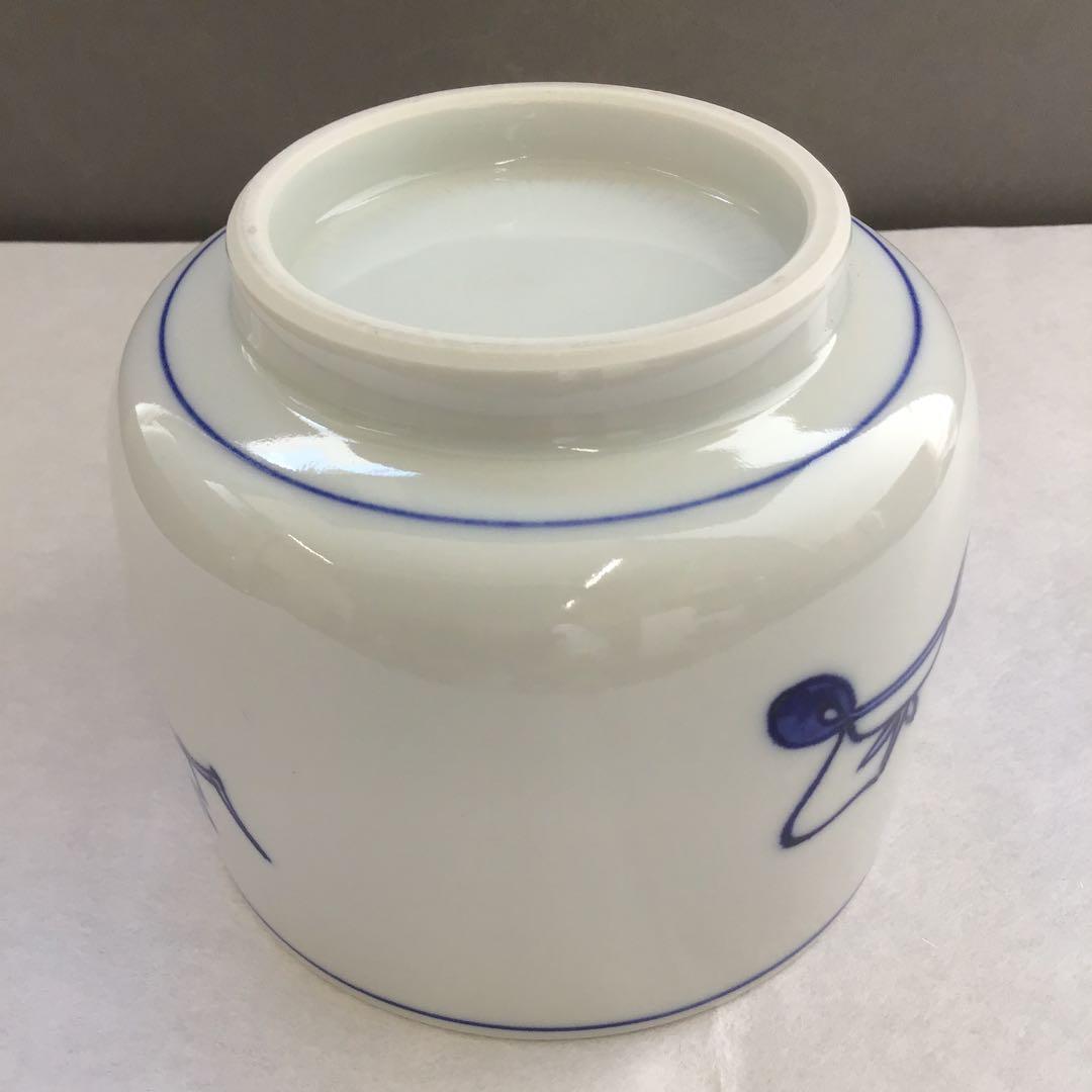 茶道具　火入　染付冠手　昧渓窯永寿作　松尾流妙玄斎書付　共箱　紙箱　N233HI