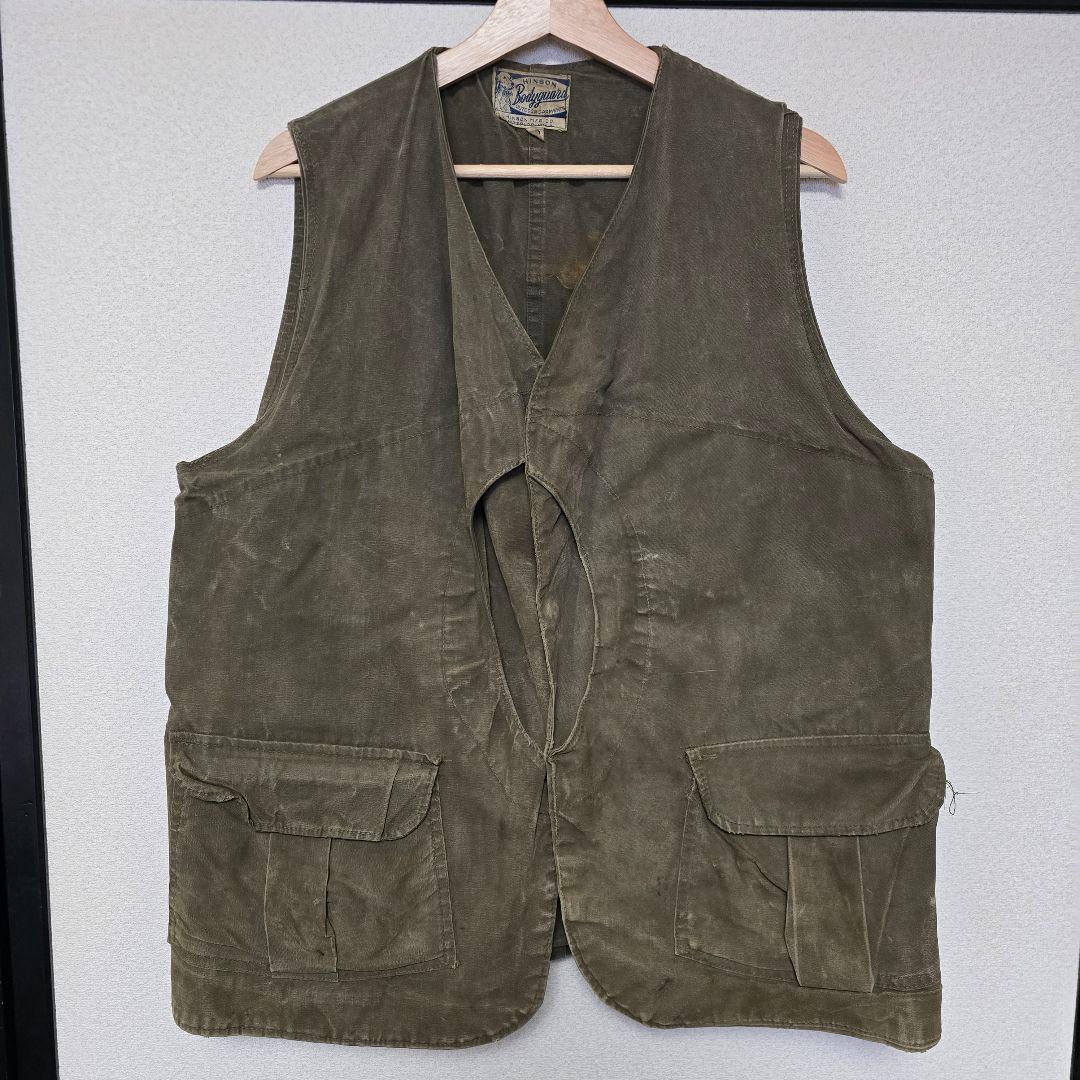 HINSON/ベスト/42/コットン/KHK/無地/40s/ムーンポケット