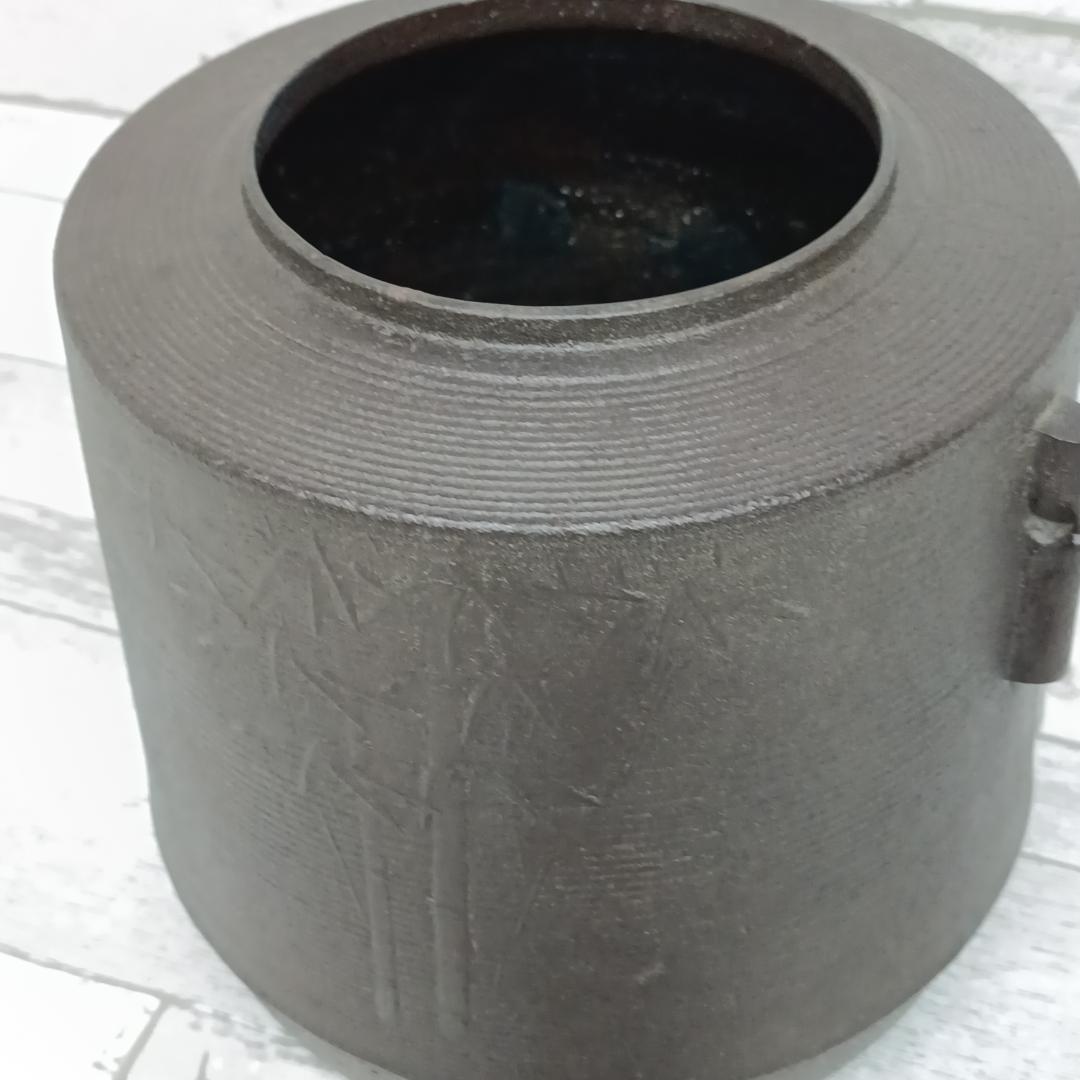 K102 茶道具 筒糸目釜 竹地紋 橋本辰敏 共箱 鉄釜 鉄製 銅製蓋 茶釜