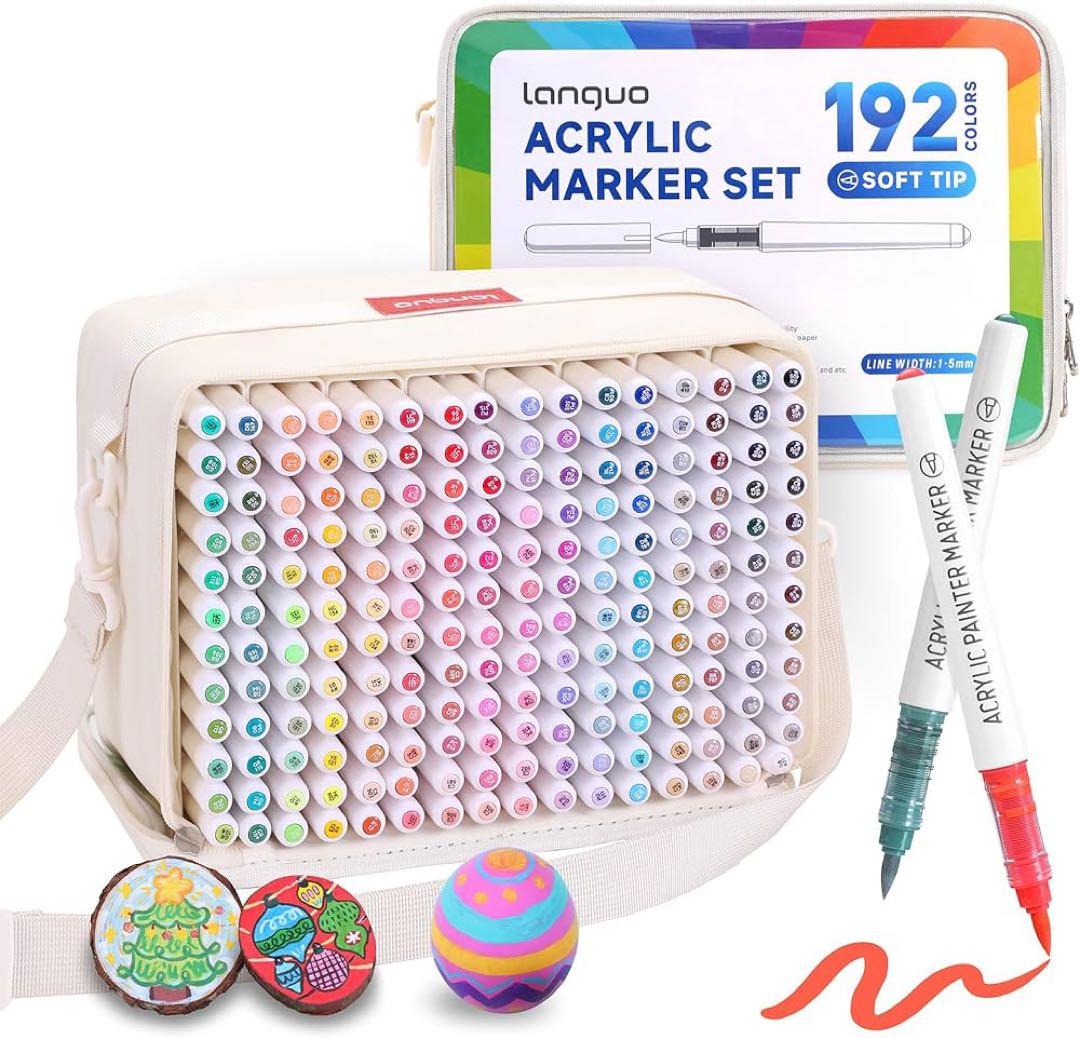 【美品】アクリルマーカー　192色　バック付き　ほぼ未使用　ペン　塗り絵