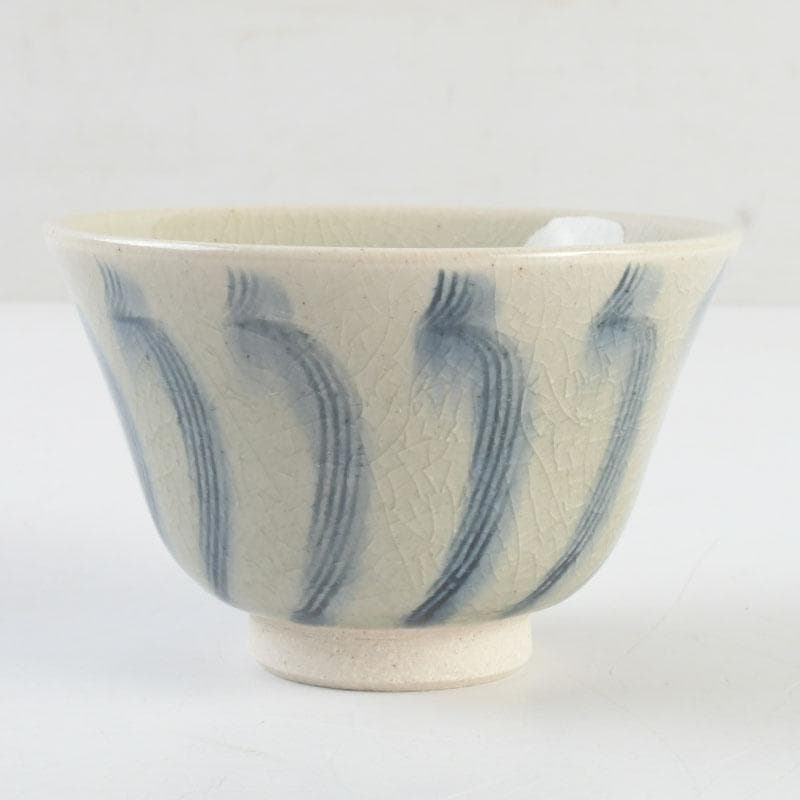 茶道具　御深井焼　南山窯　田沼春ニ作　染付　汲出茶碗　五客　共箱　V　9298