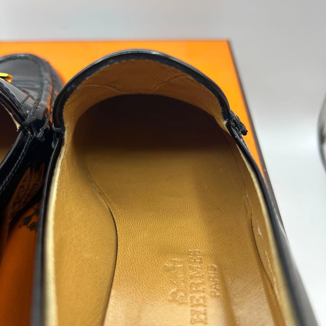 極美品 エルメス コンスタンス Hロゴ ブラック ローファー 36 1/2