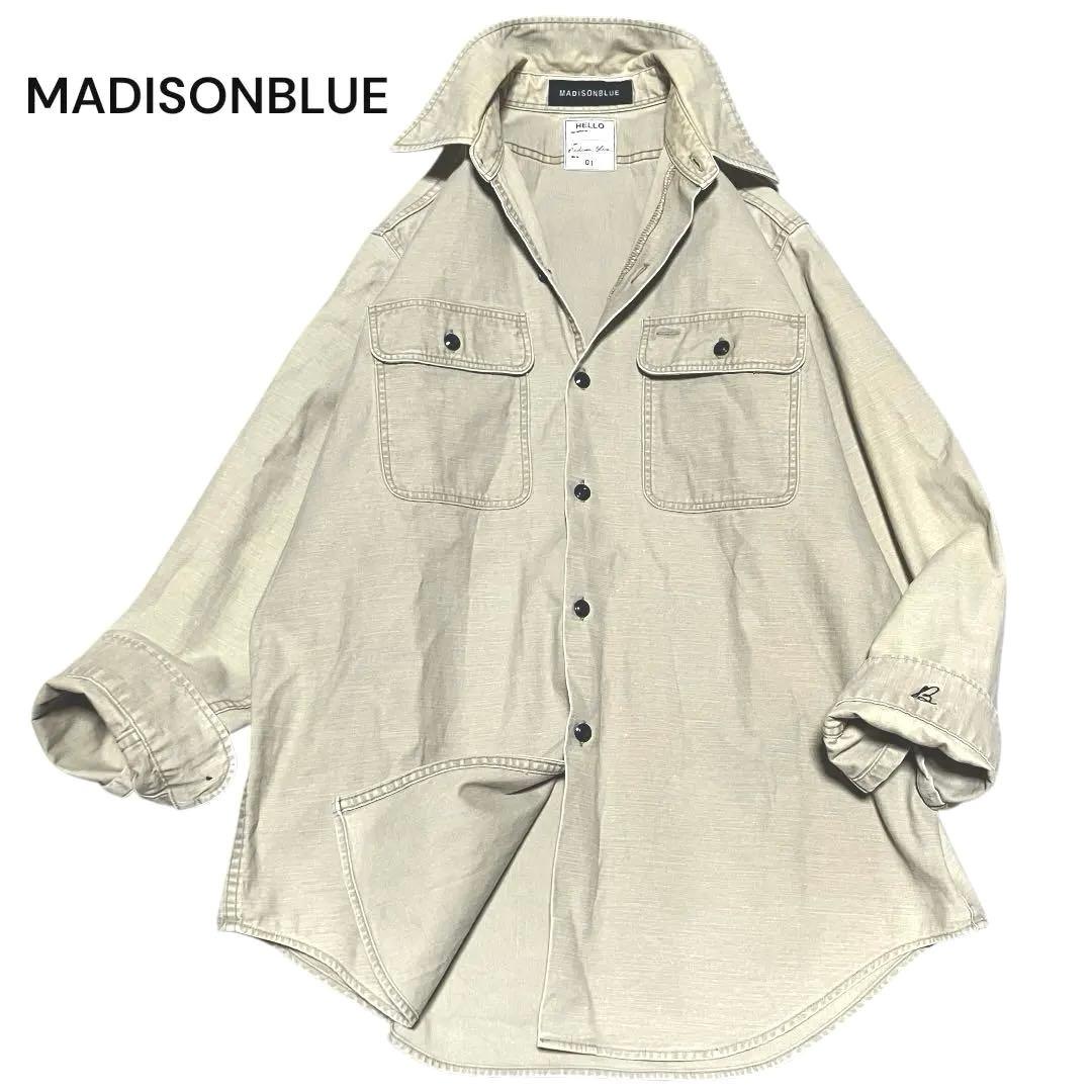 【名作】マディソンブルー　ハンプトン　バックサテンシャツ　B刺繍　オーバーサイズ