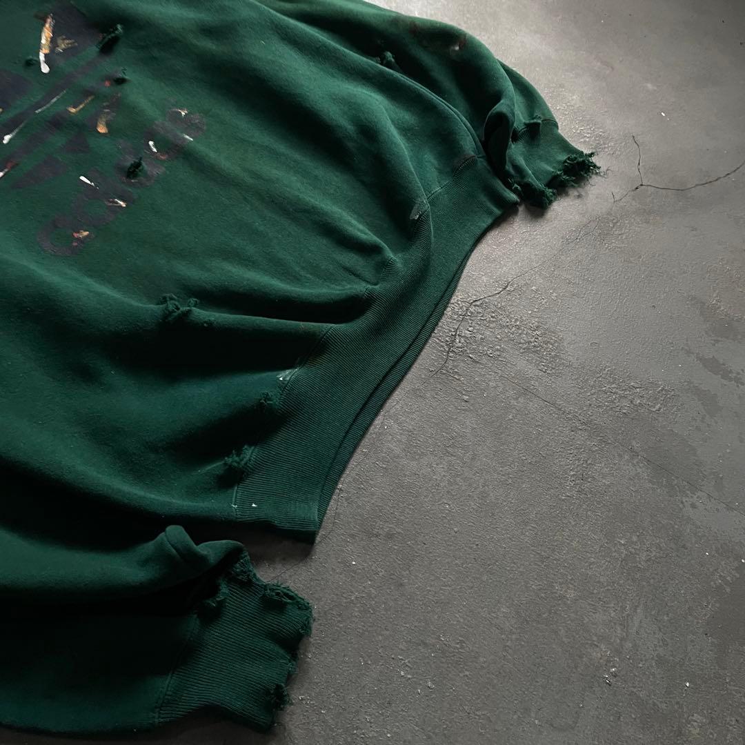 90's adidas”両面プリント”銀タグ“ペンキ“常田“boro sweat
