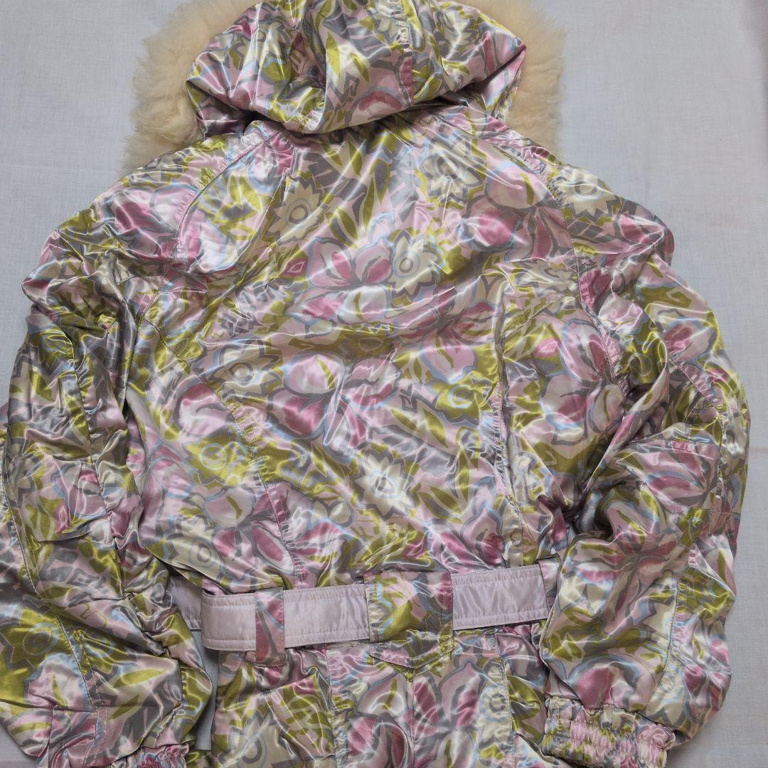 ミズノ スキー スノーボードウェア つなぎ ライトピンク花柄 Мサイズ